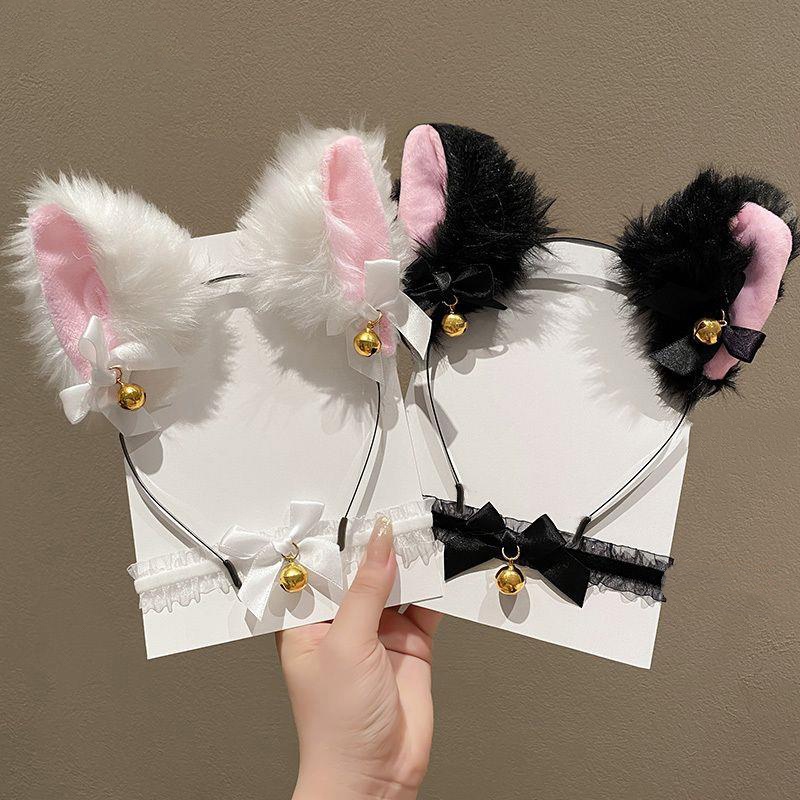 Quirky Travel Accessories - Kadınlar için Peluş Kedi Kulak Bandı,