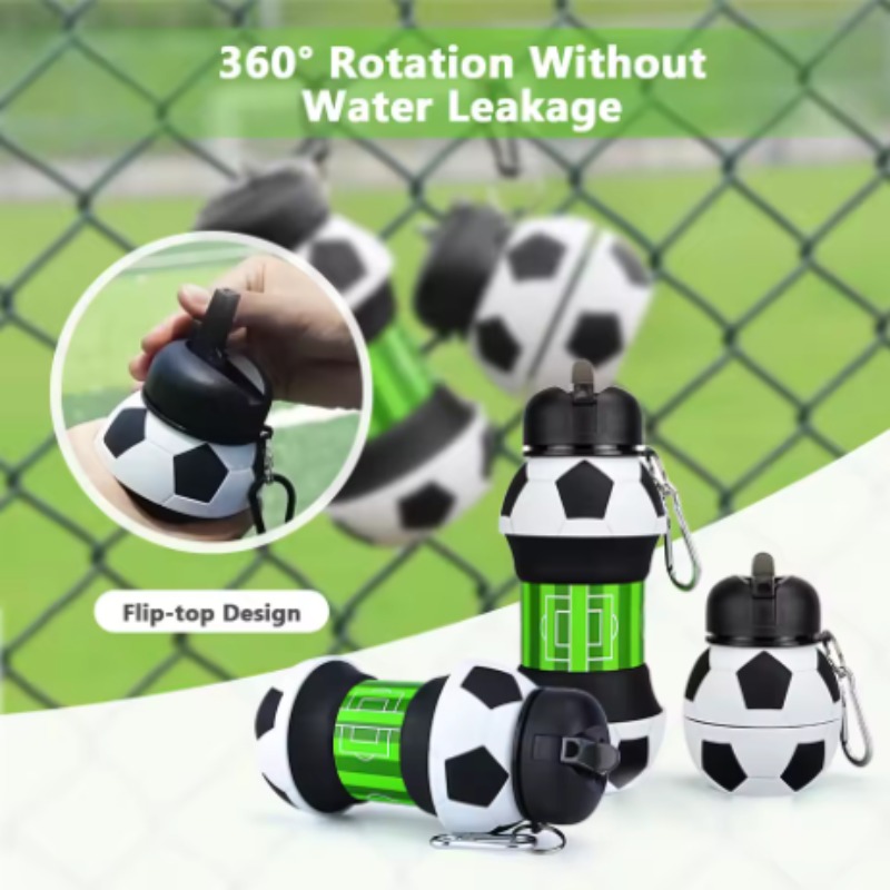 Water Bottle Collapsible - Futbol Silikon Katlanabilir Bardak Düşmeye dayanıklı