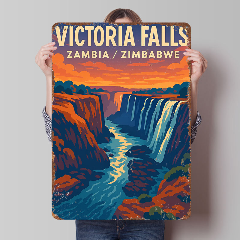 Travel Accessories Victoria - Victoria Falls Seyahat Teneke Poster Özel