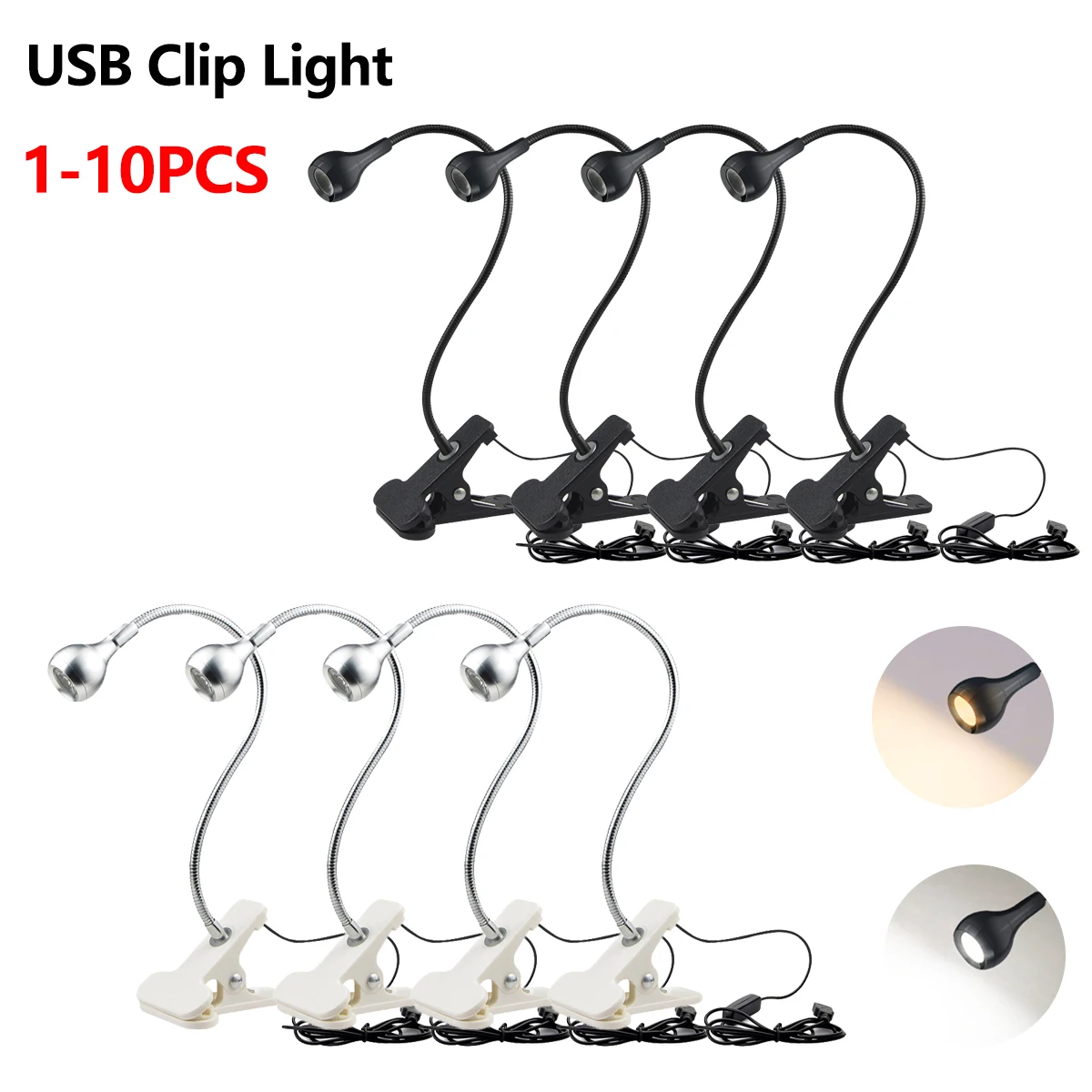 1-10 adet klipsli ışık USB güç - Book Light Flexible incelemesi ve fiyatı