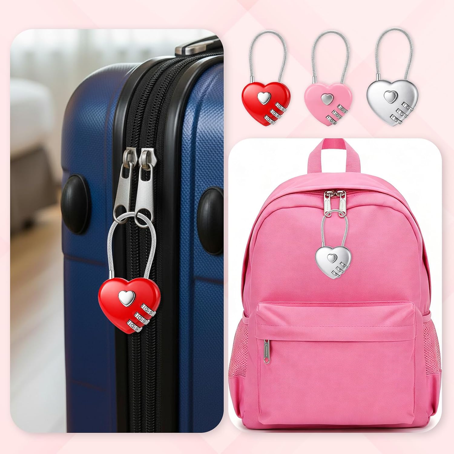 Pembe Kalp Şeklinde 3 Haneli K - Cable Lock Combination incelemesi ve fiyatı